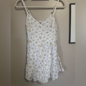 Hollister White Spaghetti-Strap Floral Mini Romper